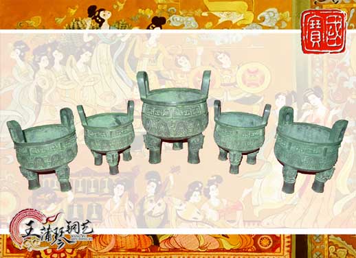 銅鼎，銅五鼎，中國鼎，佛像用鼎